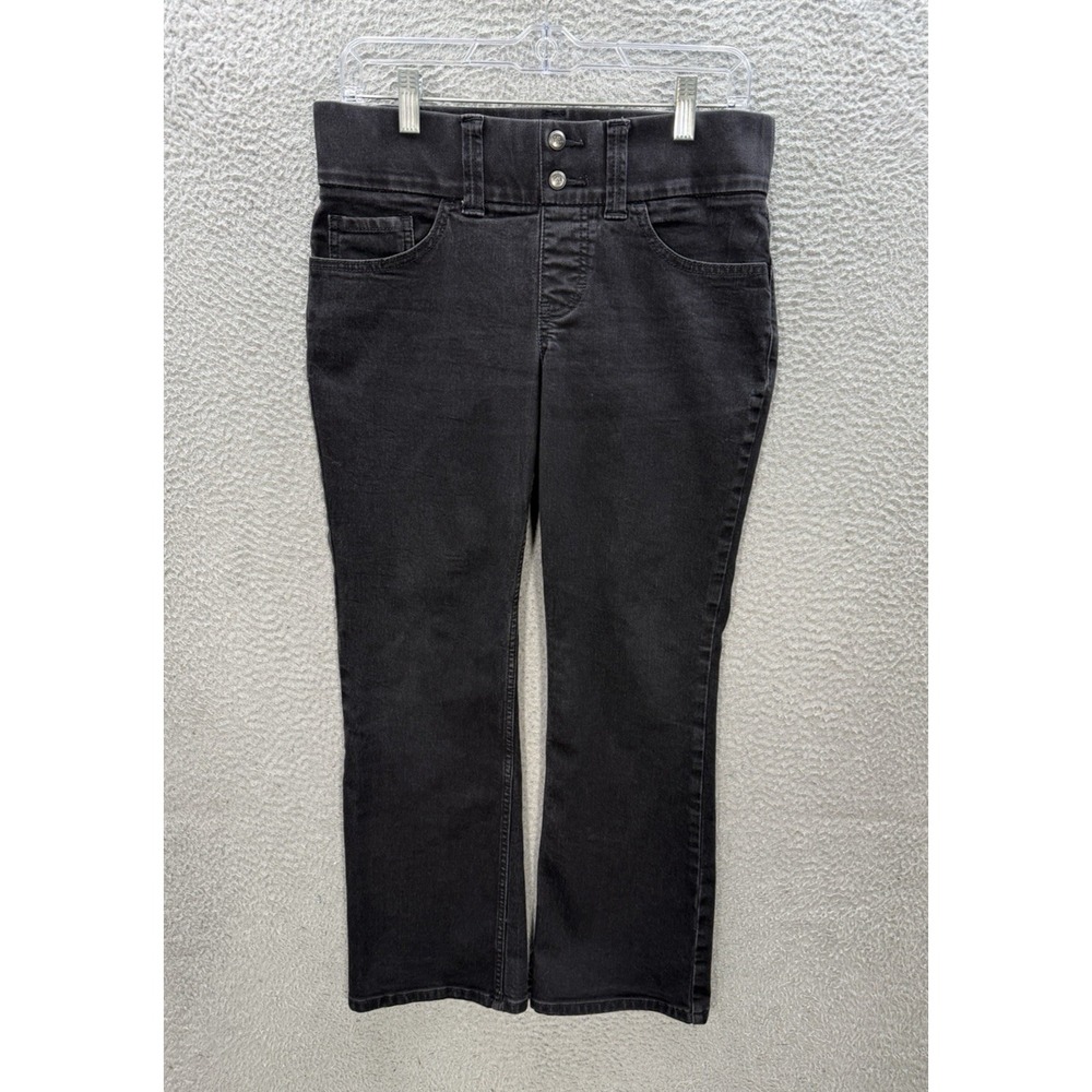 Lee Riders Jeans Womens 8 Petite Black Pull On Waist Smoother Bootcut Stretch
